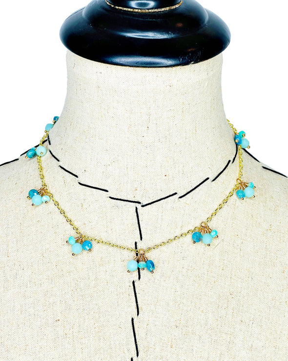Apatite and Amazonite Cluster Necklace