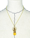Yellow Jasper, Smoky Quartz and Citrine Cluster Circle Pendant Necklace
