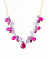 Ruby, Tanzanite, Tourmaline Quartz and Freshwater Pearl Cluster Necklace