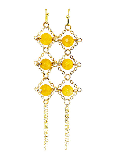 Triple Drop Earrings in Yellow Aragonite