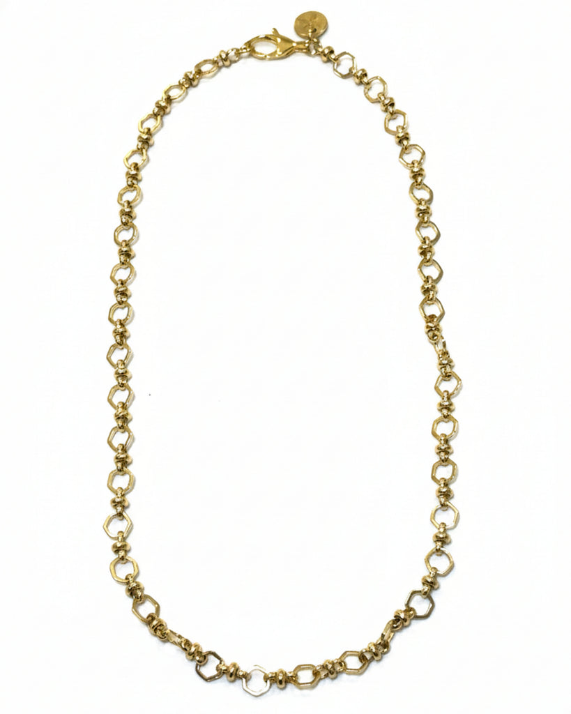18K Gold Filled Hexagon Cable Chain Necklace