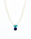 Amethyst, Turquoise Magnesite and Freshwater Pearl Cluster Necklace