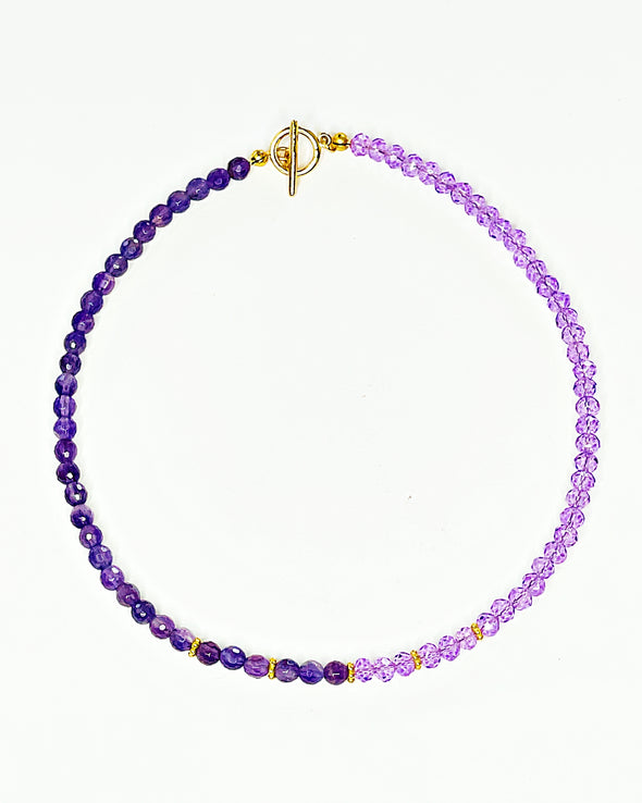 Amethyst and Czech Fire Polished Glass Necklace