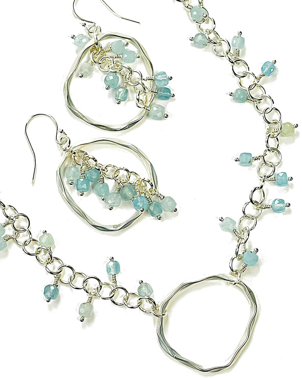Organic Drop Necklace in Aquamarine