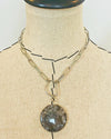 Black Labradorite Circle Stone Pendant Necklace
