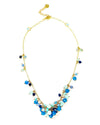 Blue Agate, Amazonite and Lapis Cluster Necklace