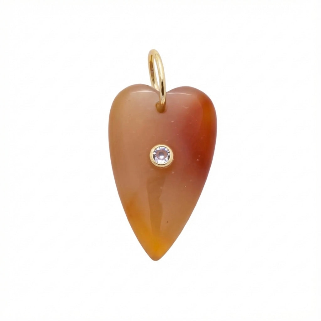 Carnelian Long Heart Charm