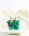 Emerald and Green Onyx Cluster Dangle Earrings