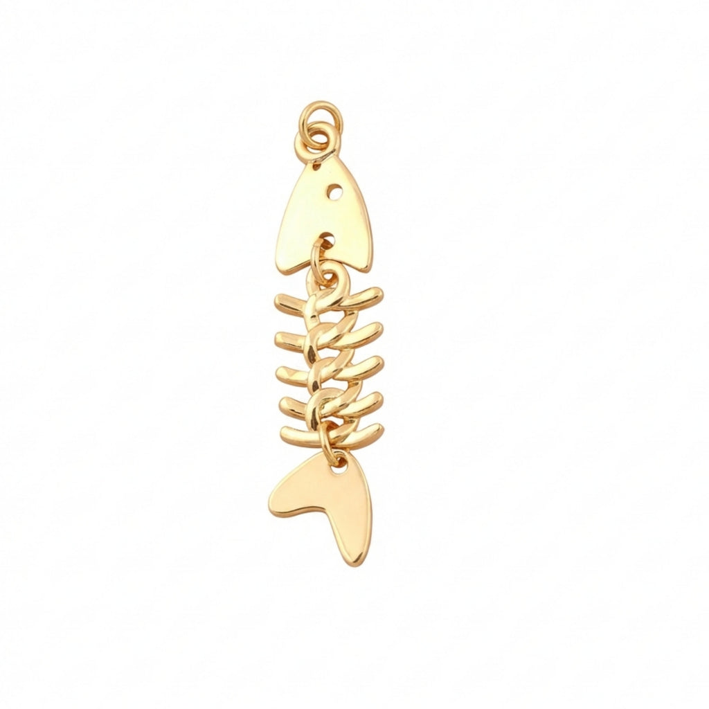 Gold Fishbone Charm
