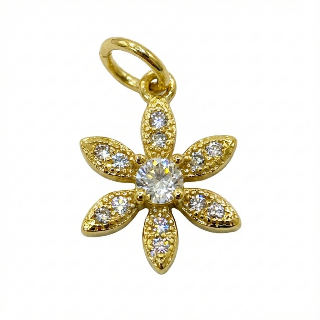 Gold Sparkle Flower Charm