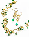 Circle Drop Earrings in Green Agate
