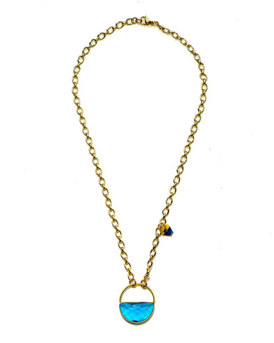 Chroma Riche London Blue Quartz and Sapphire Pendant Necklace