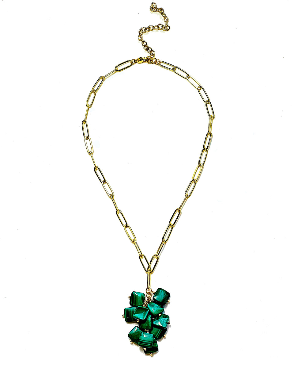 Chroma Riche Malachite Cluster Necklace – JulRe Designs Studio