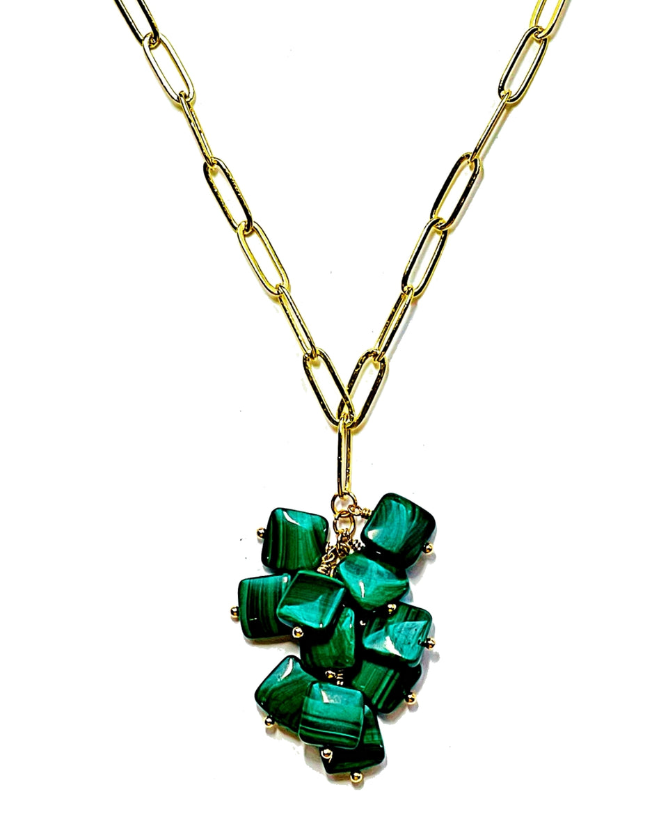 Chroma Riche Malachite Cluster Necklace – JulRe Designs Studio
