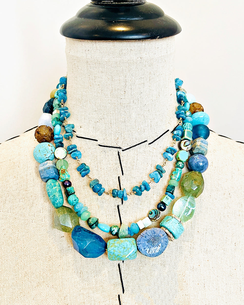 Multi Stone Necklace in Turquoise (Large) – JulRe Designs Studio