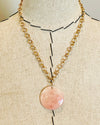 Rose Quartz Circle Stone Pendant Necklace