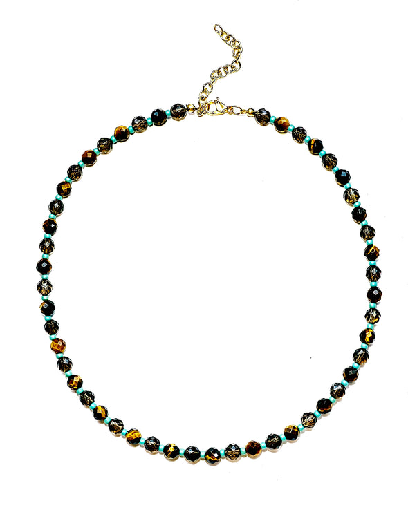 Chroma Riche Smoky Quartz and Tigereye Mix Necklace