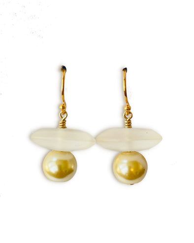 Vintage Lucite and Glass Pearl Orb Earrings