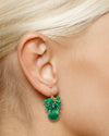 Emerald and Green Onyx Cluster Dangle Earrings