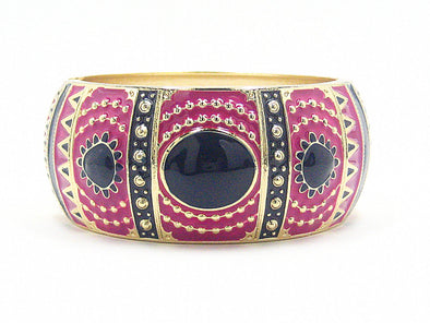 Pia Deco Cuff Bracelet in Pink and Blue - JulRe Designs LLC