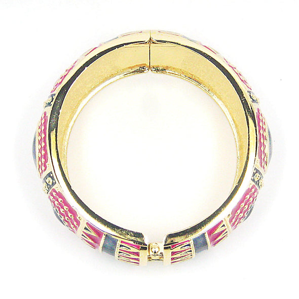 Pia Deco Cuff Bracelet in Pink and Blue - JulRe Designs LLC