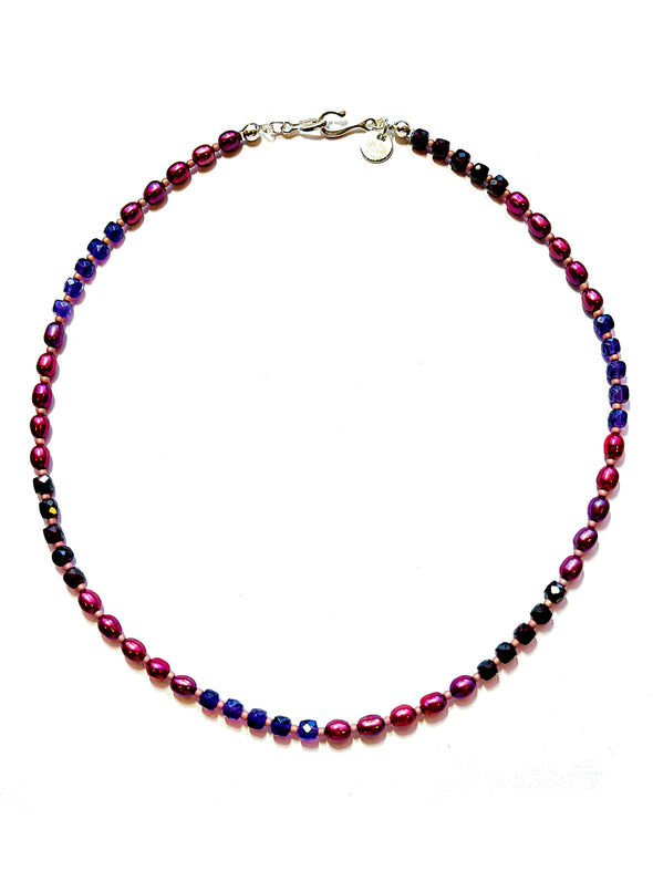 Amethyst, Garnet and Freshwater Pearl Necklace