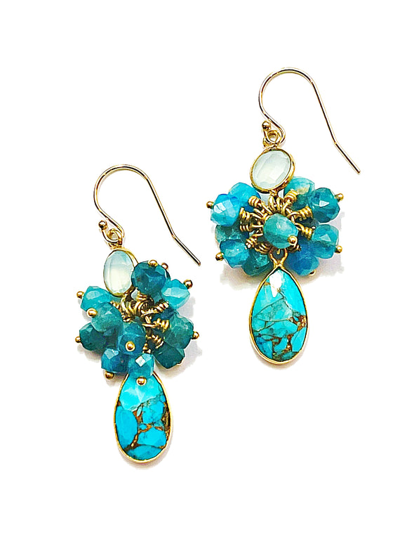Apatite and Copper Turquoise Drop Earrings