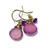 Color Drop Earrings in Lilac Chalcedony and Amethyst - JulRe Designs LLC