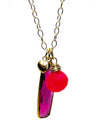 Color Drop Charm Necklace in Pink Quartz and Chalcedony - JulRe Designs LLC