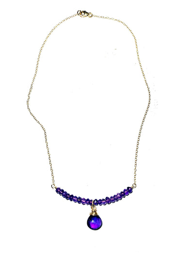 Color Drop Choker Necklace in Amethyst - JulRe Designs LLC