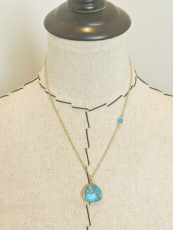 Copper Turquoise Pendant Necklace