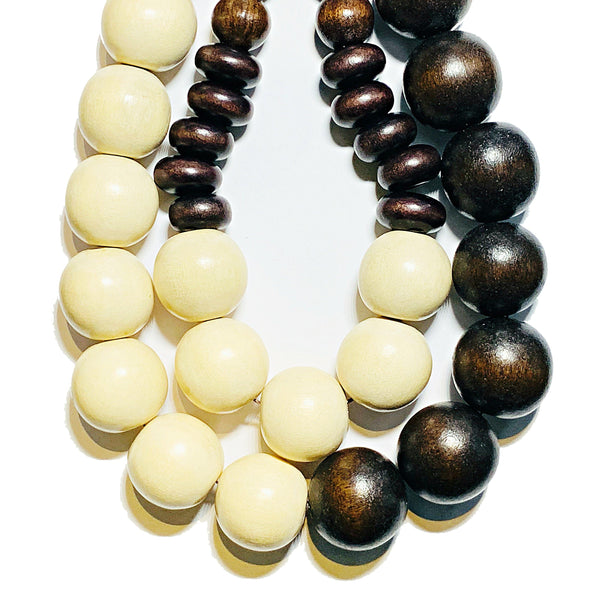 Gumball Necklace No. 1 in Brown and Cream - JulRe Designs LLC