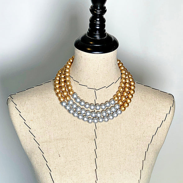 Gumball Necklace No. 3 in Gold and Silver - JulRe Designs LLC