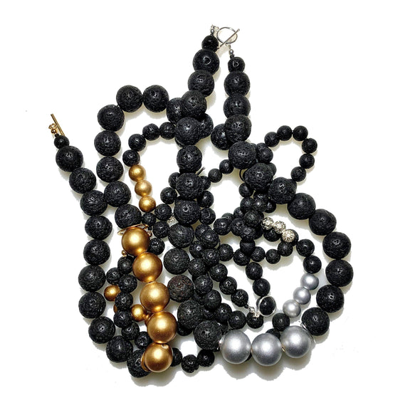 Lava Love Necklace No. 1 in Black and Silver - JulRe Designs LLC