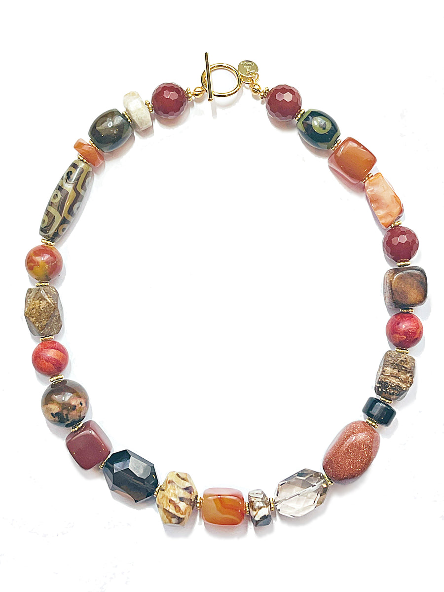 Multi Stone Necklace in Golden Brown (Large) – JulRe Designs Studio