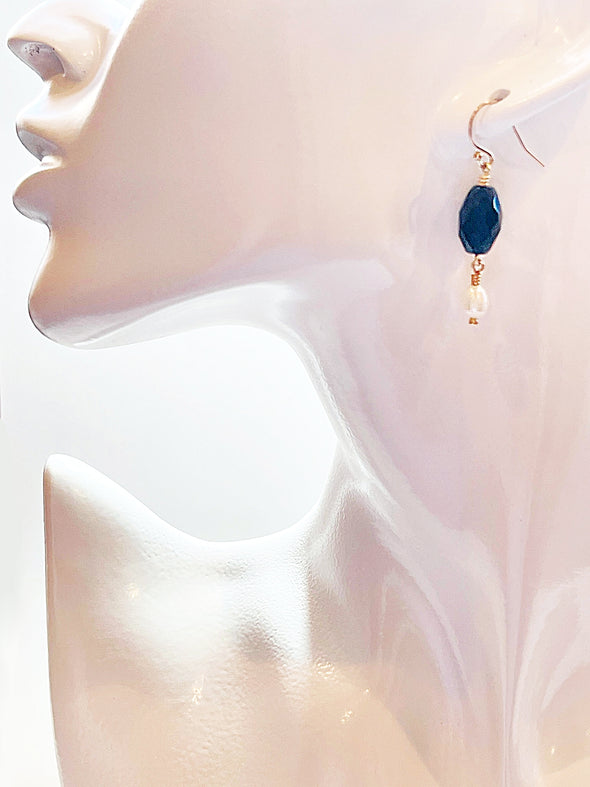 Onyx and Freshwater Pearl Earrings