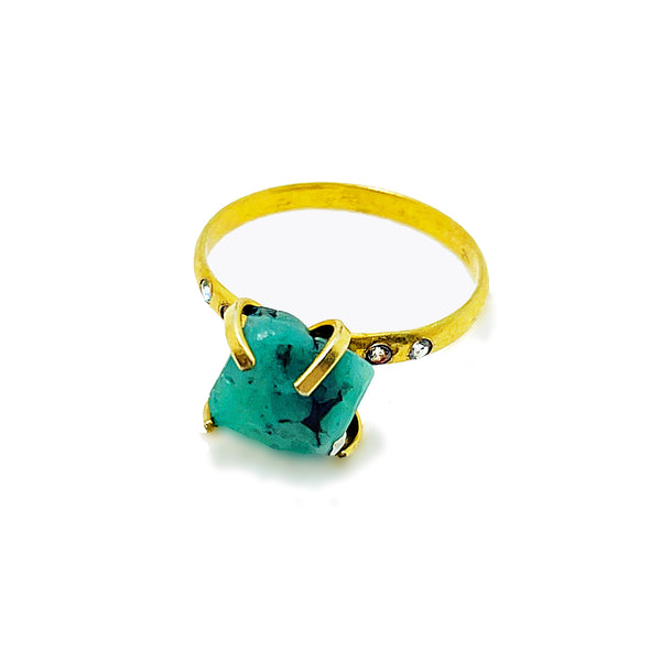 Raw Luxe Emerald Ring