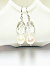 Rock Crystal Quartz and Baroque Pearl Earrings