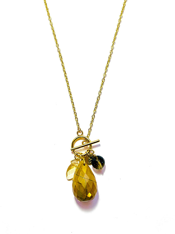 Yellow Jasper Gemstone Charm Toggle Necklace